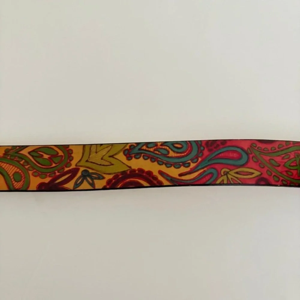Unisex JON WYE Leather Paisley Belt Western Retro Made in USA Men Women 46